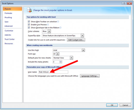How to change your Excel user name in Excel 2007. How to change your Excel user name in Excel 2007.