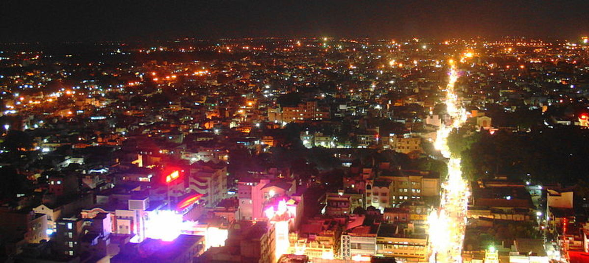 The colorful picture of the city at Night.