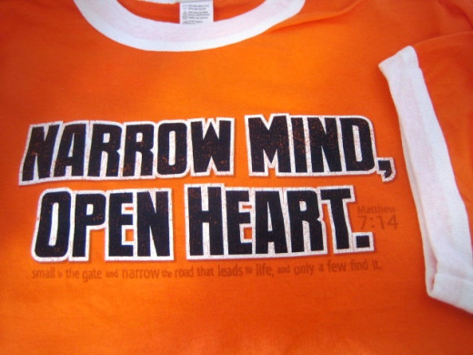 Narrow Mind, Open Heart t-shirt