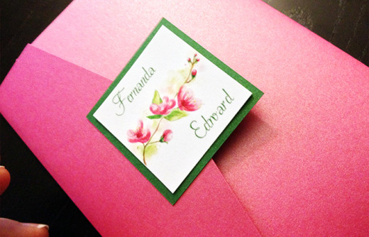 Cherry Blossom Pocketfold Wedding Invitation -- (c) 2013 Paint the Day -- All Rights Reserved -- Do Not Distribute --