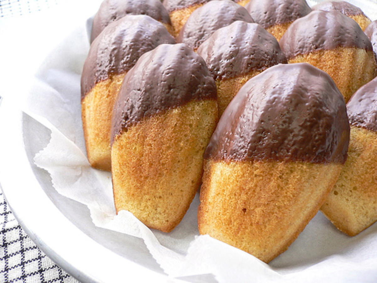 Chocolate dipped madeleines