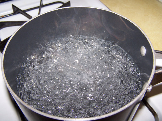 Pot of boiling water ready for the Orzo.