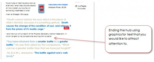 Attract attention to the Summary or ending of the Hub