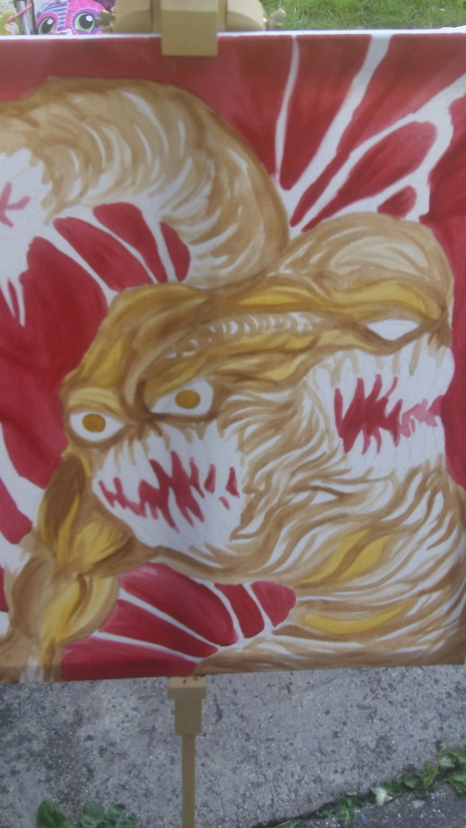 A Yellow wash goes around the Brown to add a lighter color