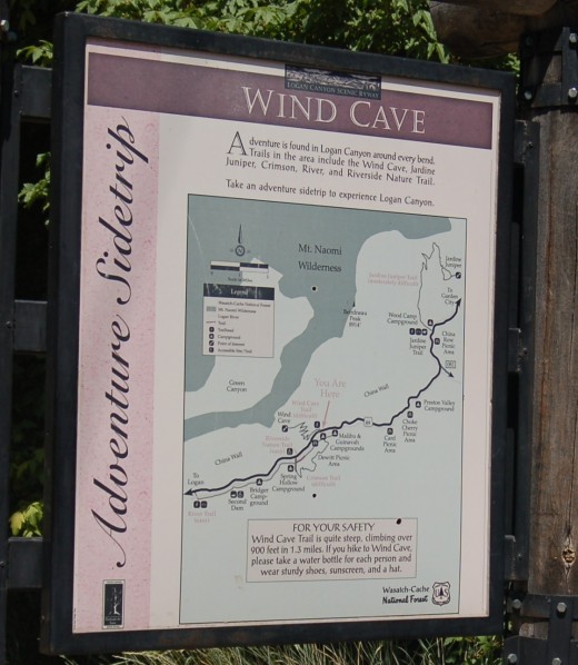 Map of Wind Cave trail located at trail head