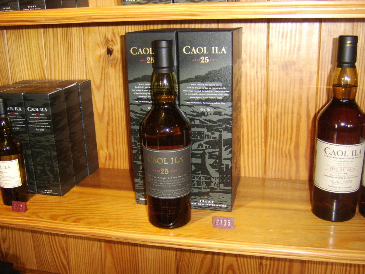 Bottle of Caol Ila for sale in distillery shop