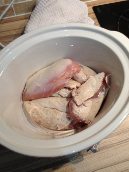 Pre-fry your chicken breasts to help them cook better in the crock-pot