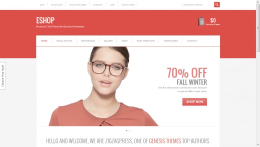 eShop, a Genesis Child theme, is perfect for your webstore.