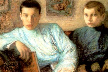 Portrait of Pasternak (left)  and his brother, Alex, painted by his father, Leonid Pasternak, post-impressionist Russian painter.