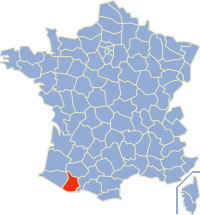 Map location of Hautes-Pyrénées department, France  