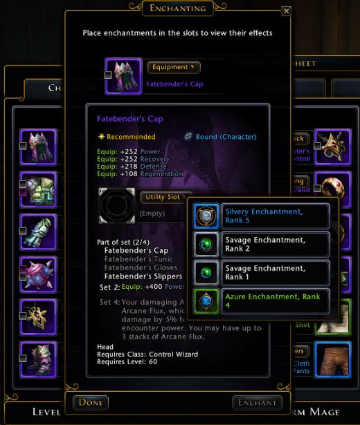 Enchanting main screen