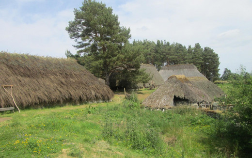 The re-created  township at the Highland Folk Museum.
