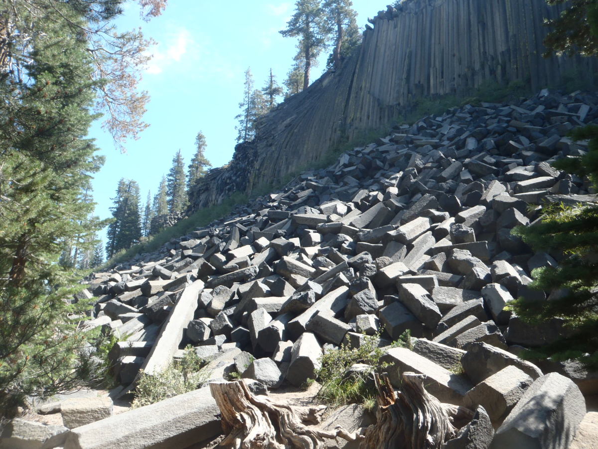 Devils Postpile National Monument with its famous volcanic columnar joints. 