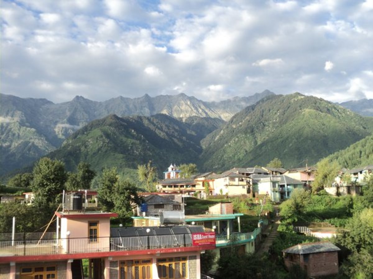 View of Village Naddi. Here the majesty of the mountains was awe inspiring
