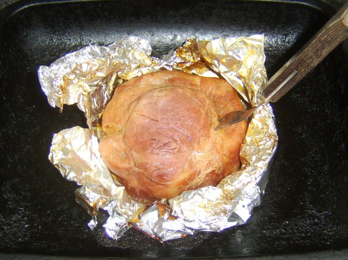 Freshly roasted piece of smoked ham