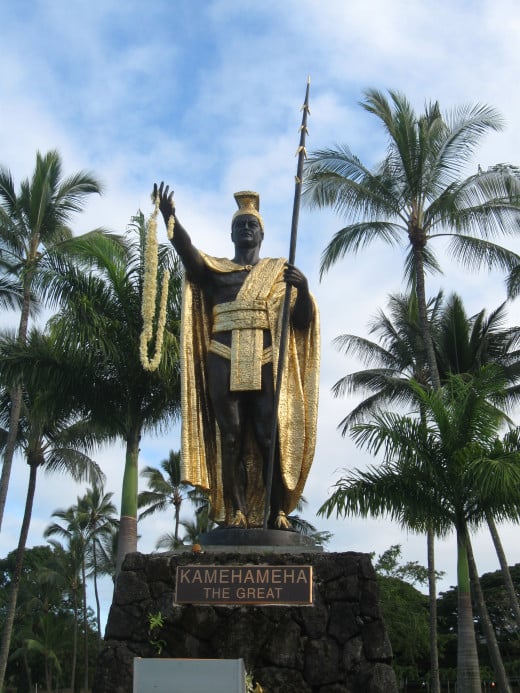 Statute of King Kamehameha the Great in Downtown Hilo, Hawaii