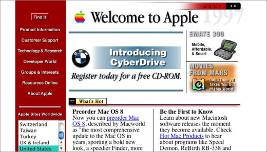 Apple Website Design - 1997