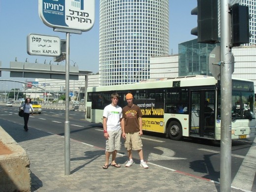 Drew and Reuven in Tel-Aviv, near Azrieli Center