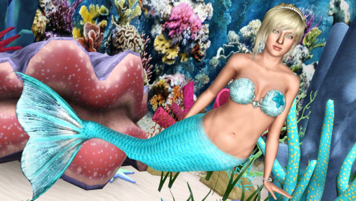 A modeling picture of a mermaid under the sea.