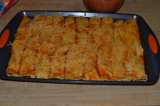 When ready for the oven one cookie sheet should look like this.