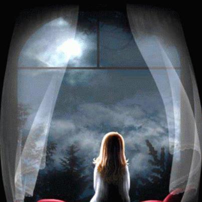 Nightime with a moon shining can be beautiful.