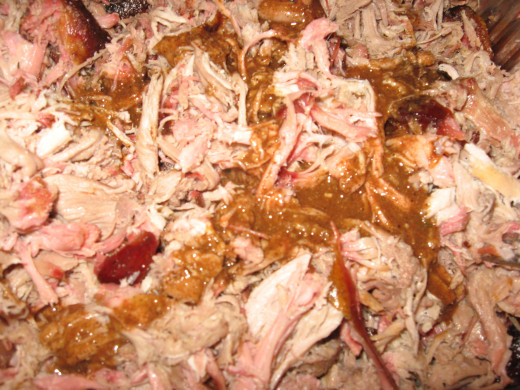 Pulled Pork drizzled with a thin vinegar sauce