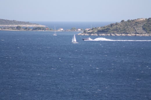 Adriatic sea and island view from the terrace, Croatia
