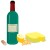 Free food clip art: wine bottle and assorted cheeses 