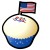 Free vanilla cupcake with red, white and blue sprinkles and American flag clip art
