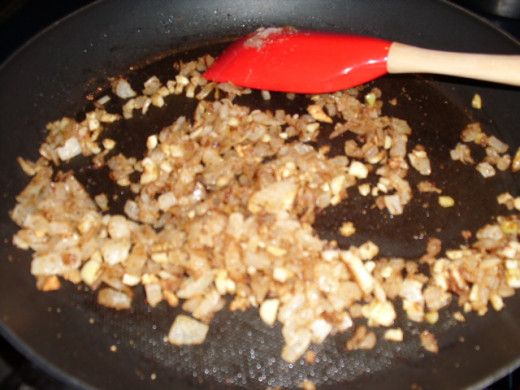 Saute the garlic, onions and cumin until the cumin is fragrant. It will only take about a minute. Remove from heat to cool.