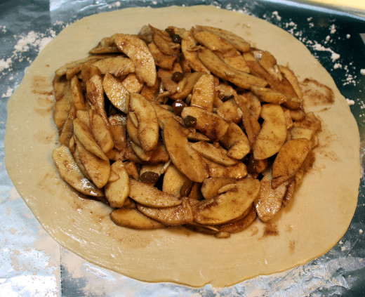 Apple and Raisin Filling on Dough