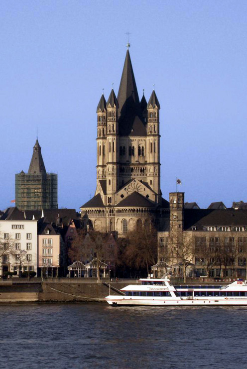 Gross Sankt-Martin Chuch, Cologne, seen from the Rhine