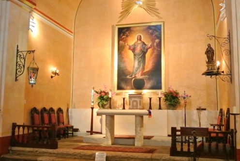 The interior of the church at the Mission Concepcion in San Antonio