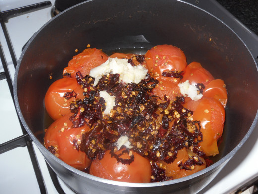 Add all remaining ingredients to the pan. 