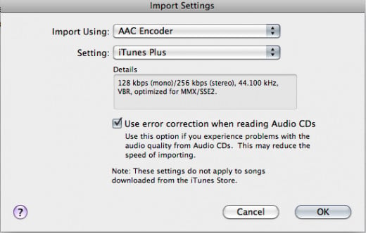Check "use error correction" box if the CD is damaged to prevent sound errors. Then click ok to begin rip