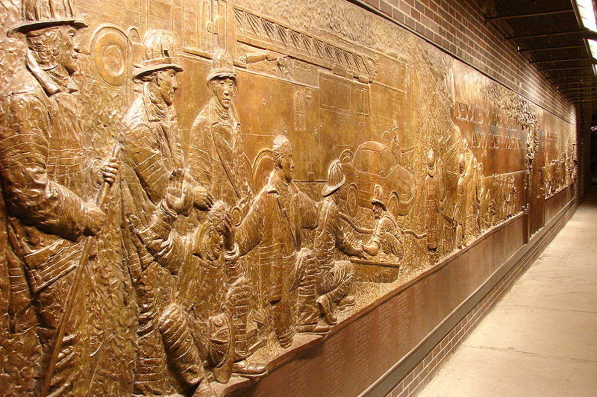 The bronze mural is located just south of the World Trade Center site.