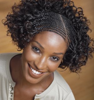 Lovely braids with curly hair extensions