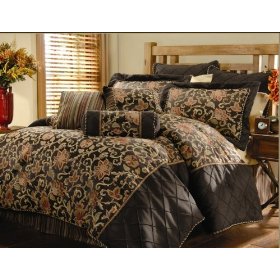 9pc Chocolate Brown and Gold Bedding Set