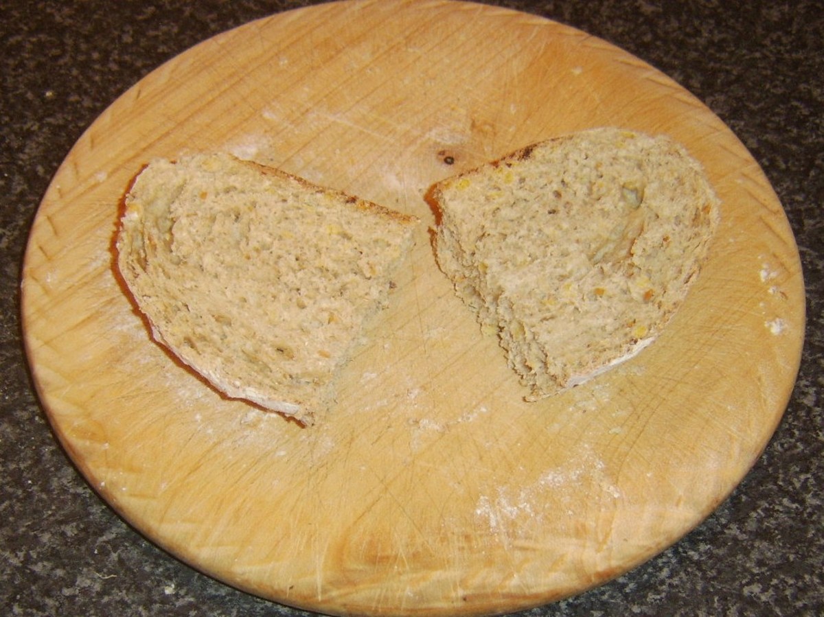 Slice of wheat, spelt and rye bread ready for fritter
