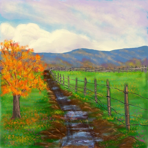 Here is an example of another type of water, puddles.  Puddles are fun to paint and can add a lot of interest to your paintings.
