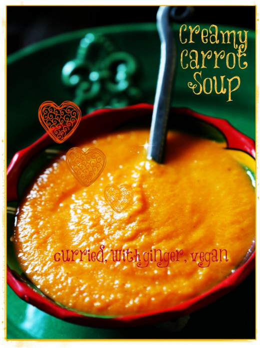 Deliciously creamy, yet dairy free, fat free, curried carrot soup
