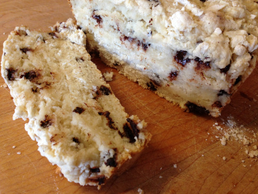 Bread made with Mint Chocolate Chip Ice Cream