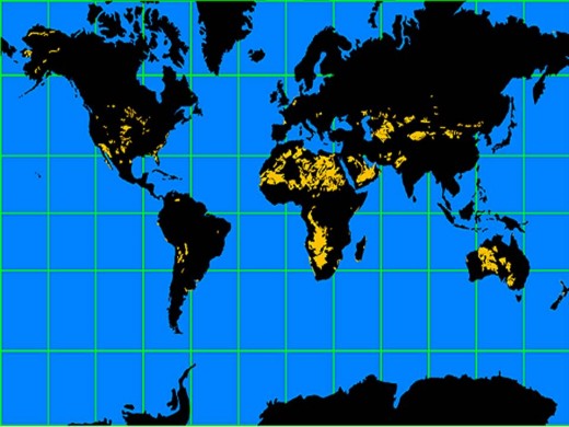 World distribution of major aeolian formations