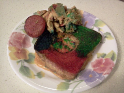 Rainbow Scrambled Eggs In A Hole