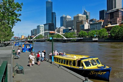 The Southgate stop and Yarra River Shuttle Ferry.