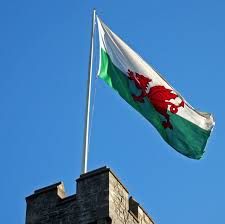 The Welsh flag so proudly waves.