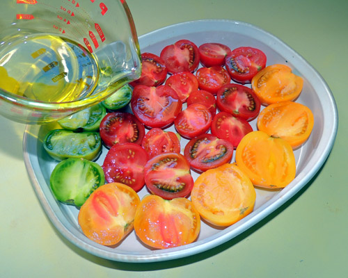 drizzle with olive oil, and bake at 425 until fork tender, about 40 minutes or so