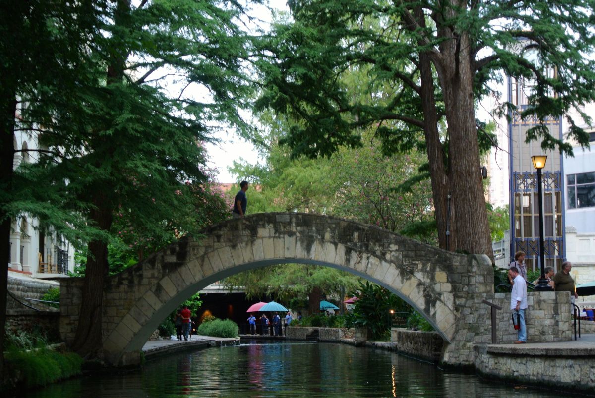 One of many bridges over the San Antonio River along the River Walk