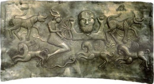 The Daghda, father of the gods, on one of the Gundestrup panels
