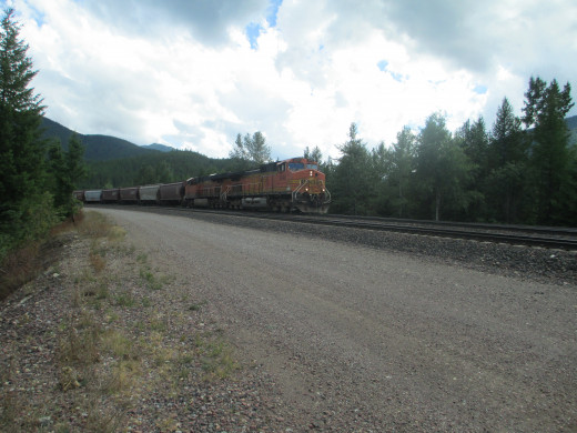 Grain train westbound on Marias Pass MT